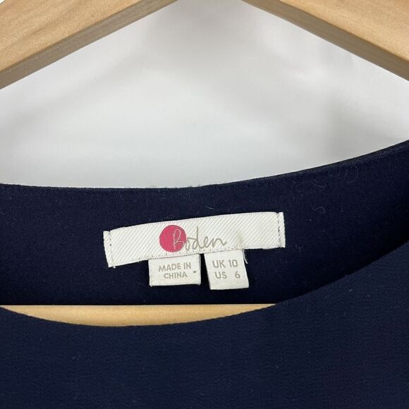 Boden Top Size 6 Womens Navy Tori Star Embroidered Shirt Long Sleeve Stretch - Picture 3 of 7